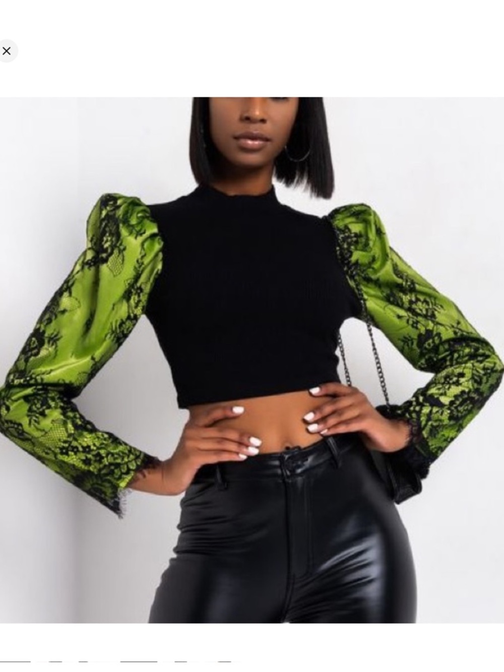 AKIRA puff sleeve lace mock neck top Size 3XL